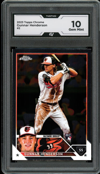 2023 Topps Chrome #2 Gunnar Henderson Graded 10 Gem Mint - Front
