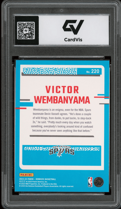 2023 Panini Donruss #220 Victor Wembanyama Graded 10 Gem Mint - Back