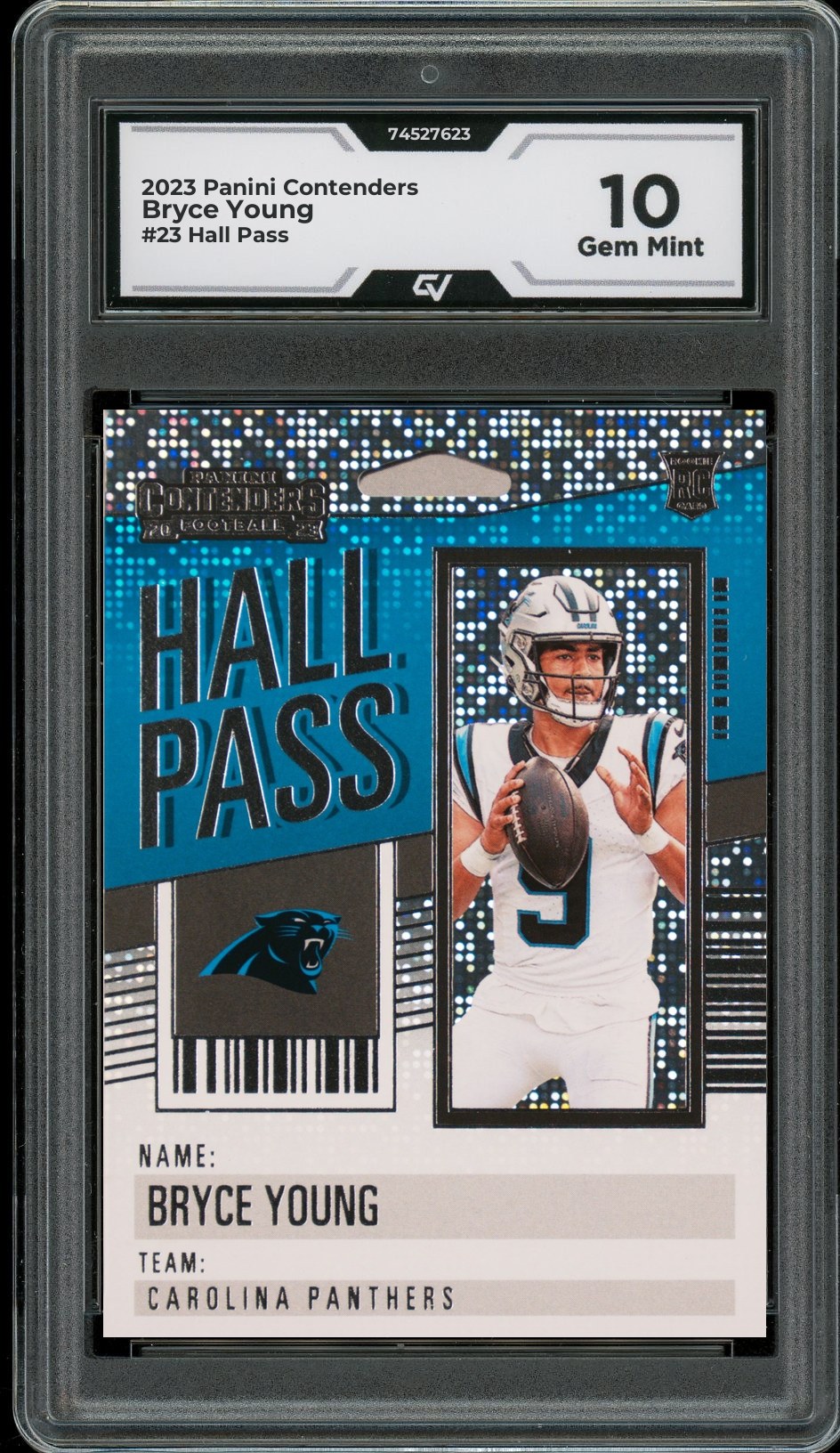 2023 Panini Contenders #23 Bryce Young Hall Pass Rookie Card RC Graded 10 Gem Mint - Front