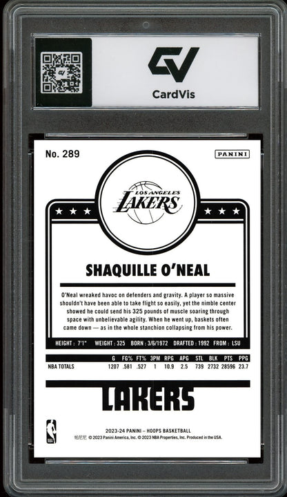 2023 Panini Hoops #289 Shaquille O'Neal Graded 10 Gem Mint - Back