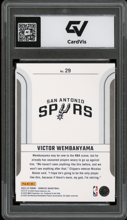 2023 Panini Donruss Franchise Features #29 Victor Wembanyama Graded 10 Gem Mint - Back