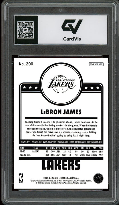 2023 Panini Hoops #290 LeBron James Graded 10 Gem Mint - Back
