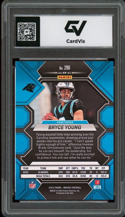 2023 Panini Mosaic #290 Bryce Young Rookie Card RC Graded 10 Gem Mint - Back