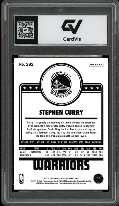2023 Panini Hoops #292 Stephen Curry Graded 10 Gem Mint - Back