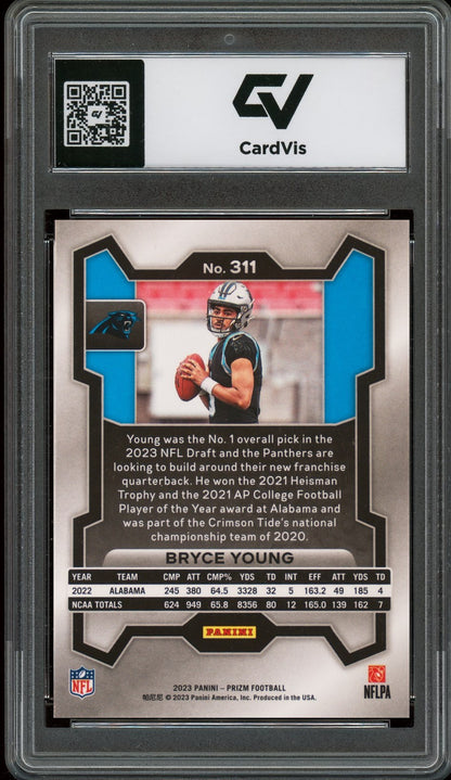 2023 Panini Prizm #311 Bryce Young Rookie Card RC Graded 10 Gem Mint - Back