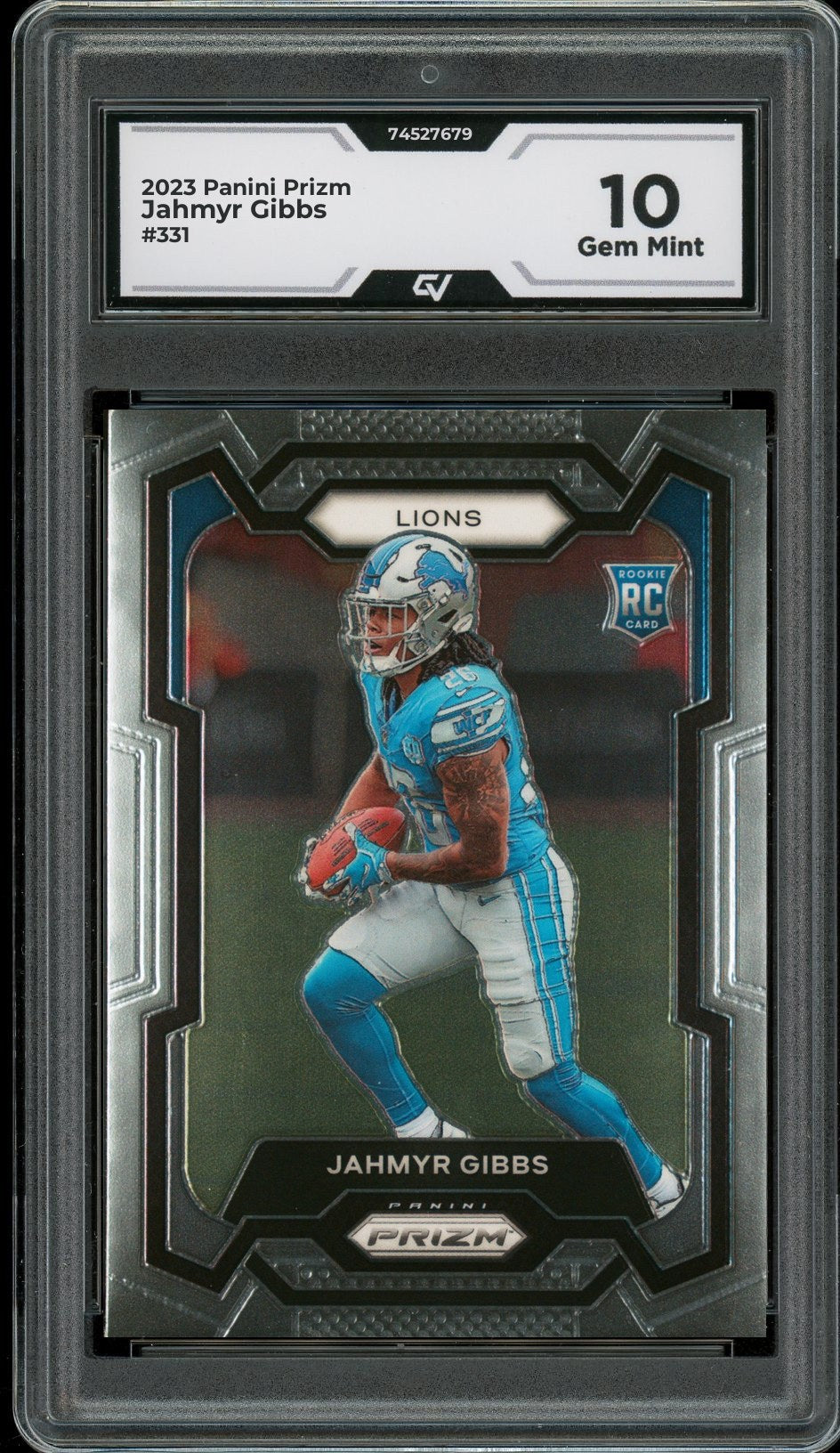 2023 Panini Prizm #331 Jahmyr Gibbs Rookie Card RC Graded 10 Gem Mint - Front