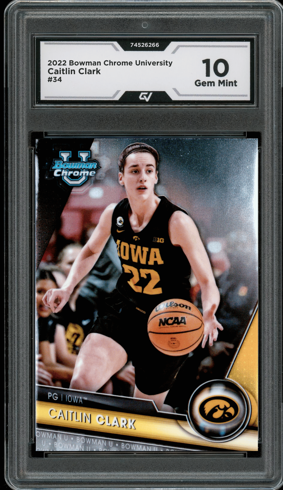 2023 Bowman University Chrome #34 Caitlin Clark Graded 10 Gem Mint - Front