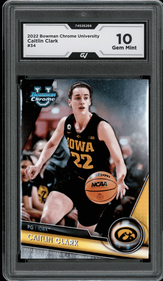 2023 Bowman University Chrome #34 Caitlin Clark Graded 10 Gem Mint - Front