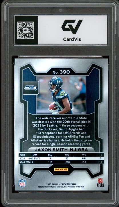 2023 Panini Prizm #390 Jaxon Smith-Njigba Rookie Card RC Graded 10 Gem Mint - Back