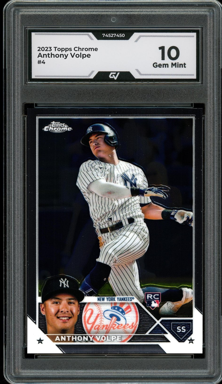2023 Topps Chrome #4 Anthony Volpe Graded 10 Gem Mint - Front