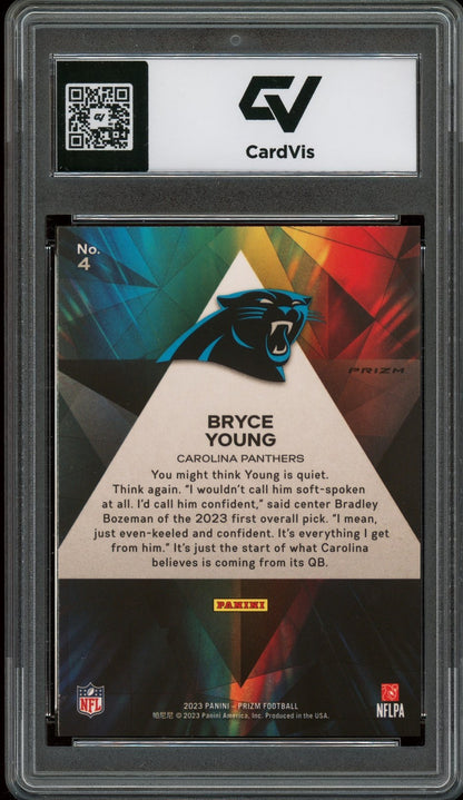 2023 Panini Prizm #4 Bryce Young Prizmatic Green Prizm Rookie Card RC Graded 10 Gem Mint - Back