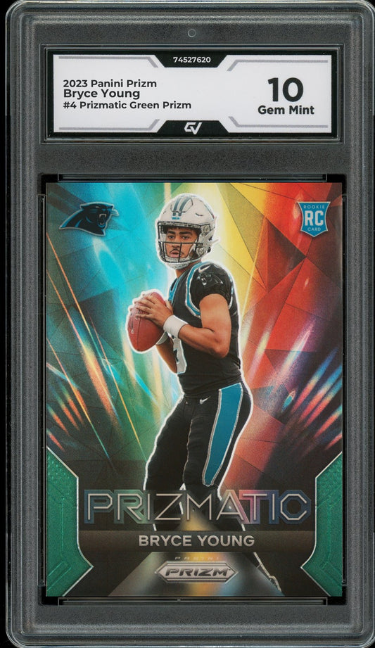 2023 Panini Prizm #4 Bryce Young Prizmatic Green Prizm Rookie Card RC Graded 10 Gem Mint - Front