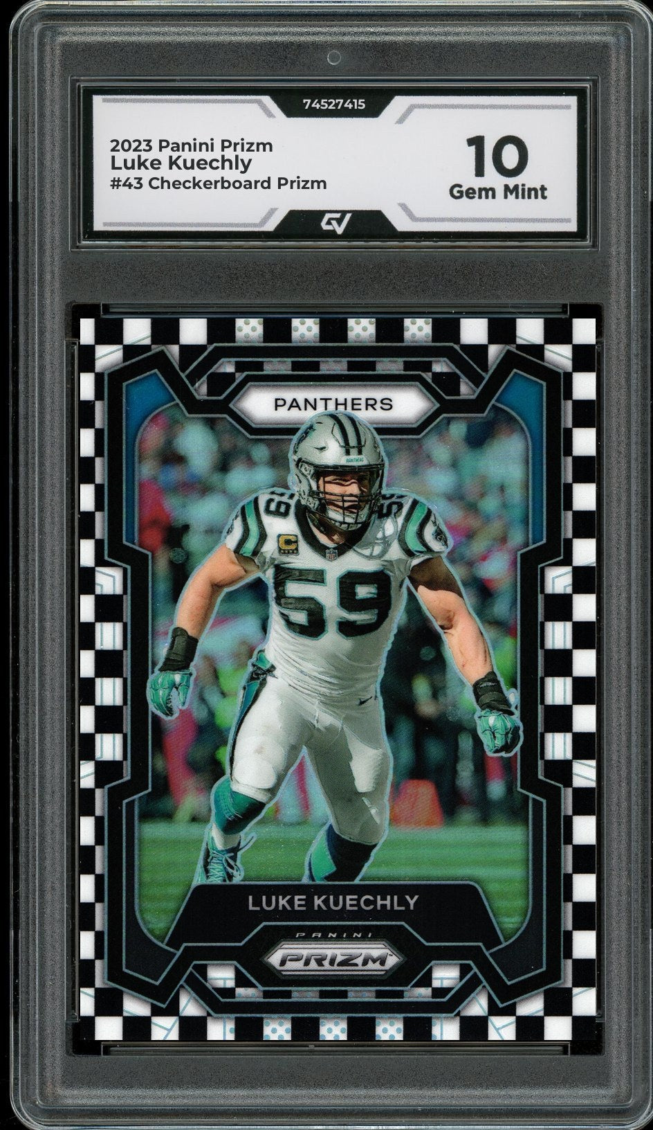 2023 Panini Prizm #43 Luke Kuechly Checkerboard Prizm Graded 10 Gem Mint - Front