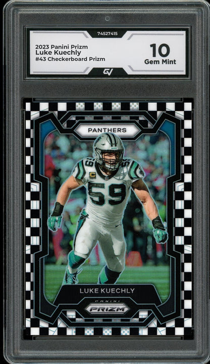 2023 Panini Prizm #43 Luke Kuechly Checkerboard Prizm Graded 10 Gem Mint - Front