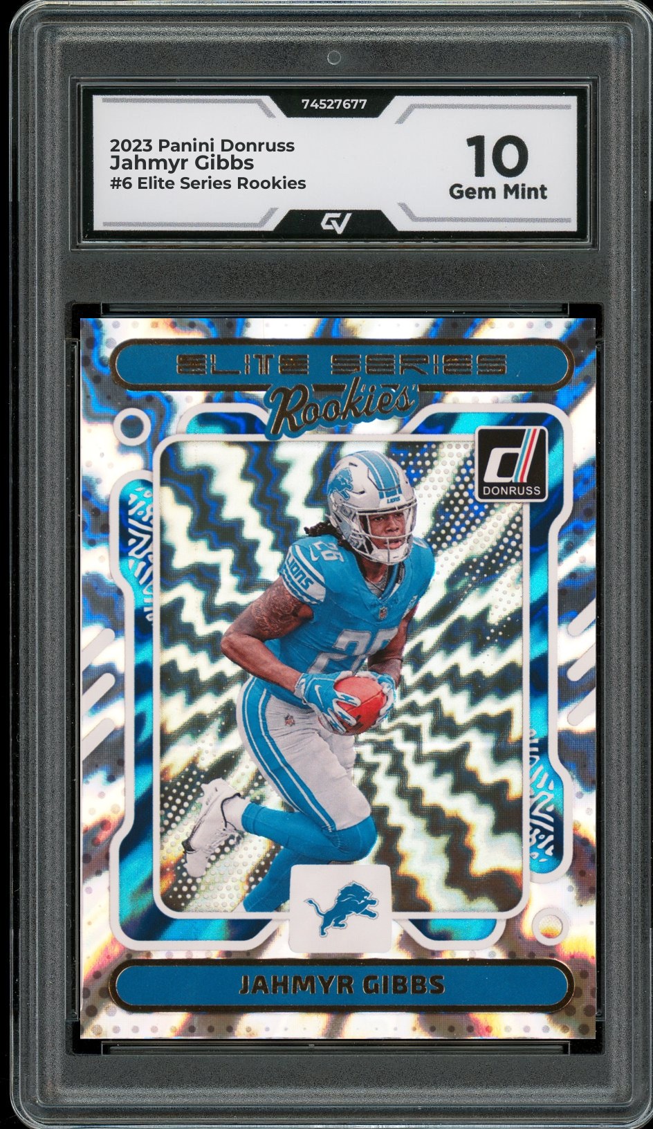 2023 Panini Donruss #6 Jahmyr Gibbs Elite Series Rookies Rookie Card RC Graded 10 Gem Mint - Front