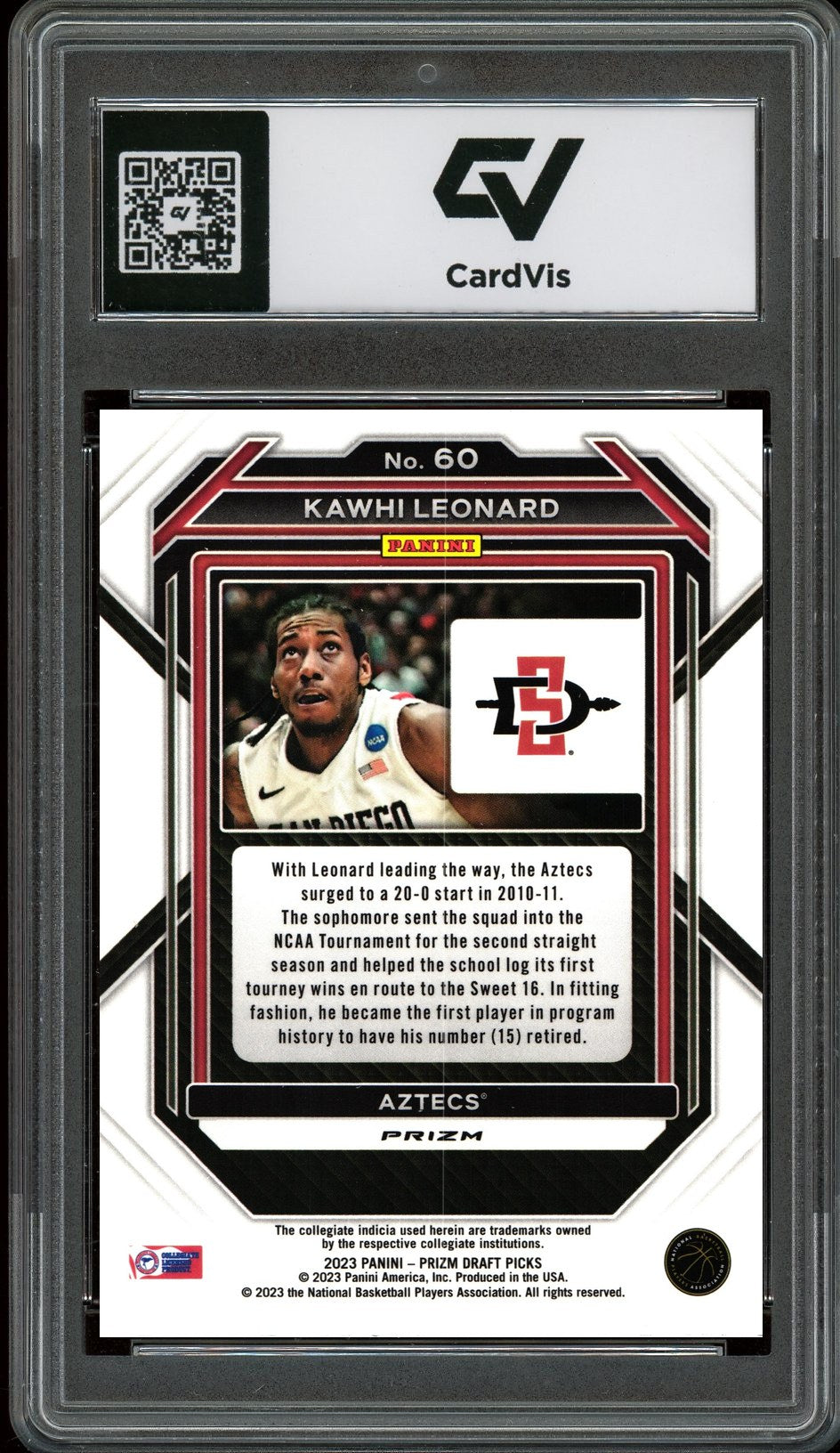 2023 Panini Prizm #60 Kawhi Leonard Red Ice Graded 10 Gem Mint - Back