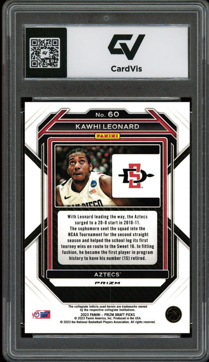 2023 Panini Prizm #60 Kawhi Leonard Red Ice Graded 10 Gem Mint - Back
