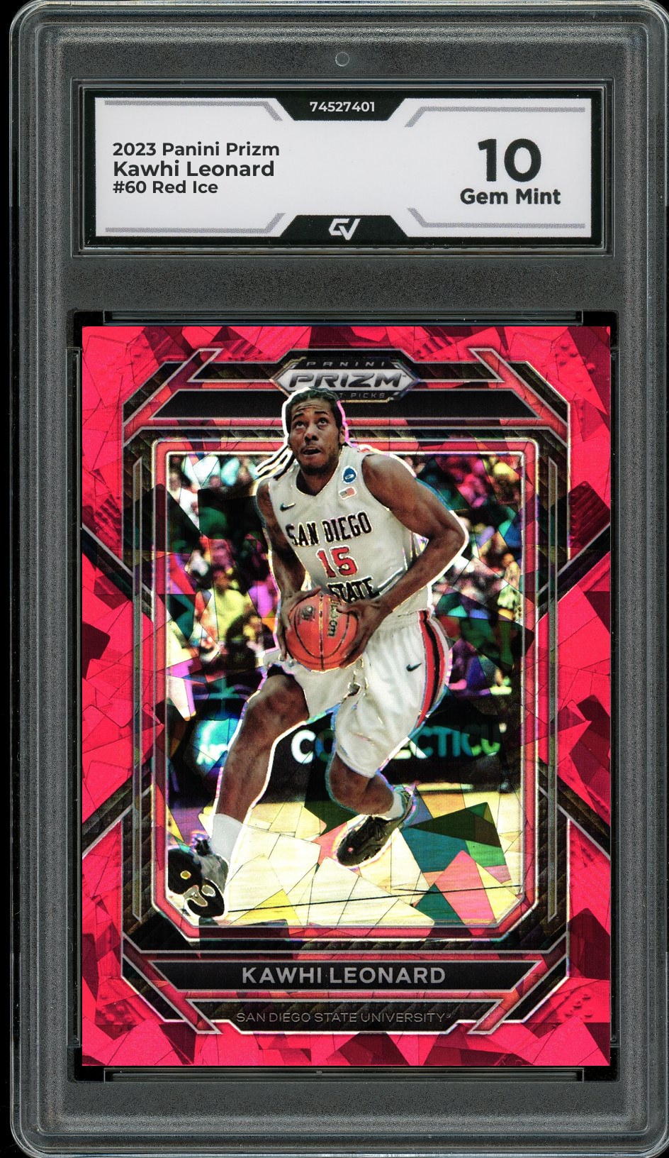 2023 Panini Prizm #60 Kawhi Leonard Red Ice Graded 10 Gem Mint - Front