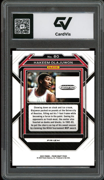 2023 Panini Prizm Draft Picks #80 Hakeem Olajuwon Red Ice Graded 10 Gem Mint - Back