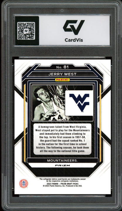 2023 Panini Prizm Draft Picks #81 Jerry West Red Ice Graded 10 Gem Mint - Back