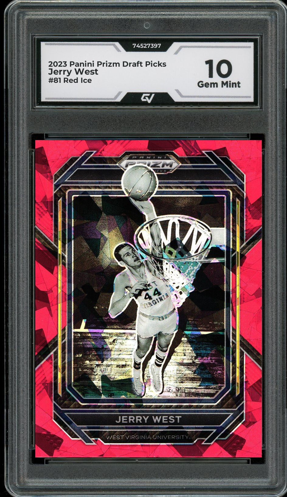 2023 Panini Prizm Draft Picks #81 Jerry West Red Ice Graded 10 Gem Mint - Front
