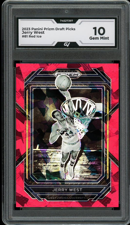 2023 Panini Prizm Draft Picks #81 Jerry West Red Ice Graded 10 Gem Mint - Front