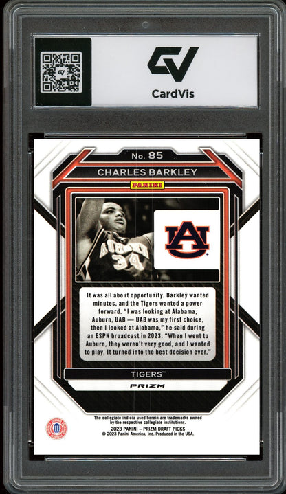2023 Panini Prizm Draft Picks #85 Charles Barkley Red Ice Graded 10 Gem Mint - Back