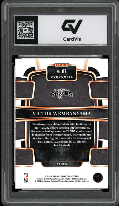2023 Panini Select #87 Victor Wembanyama Graded 10 Gem Mint - Back