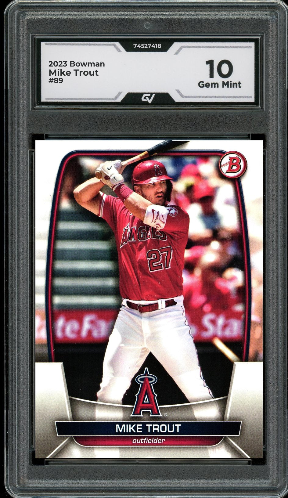 2023 Bowman #89 Mike Trout Graded 10 Gem Mint - Front