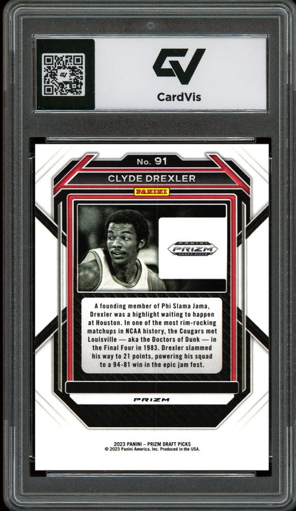 2023 Panini Prizm Draft Picks #91 Clyde Drexler Red Ice Graded 10 Gem Mint - Back