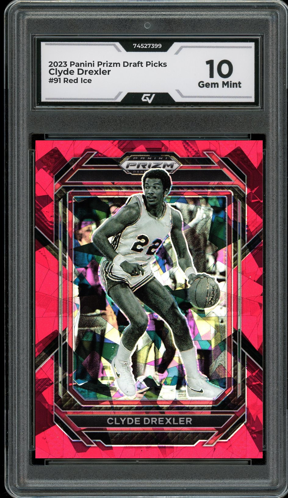 2023 Panini Prizm Draft Picks #91 Clyde Drexler Red Ice Graded 10 Gem Mint - Front