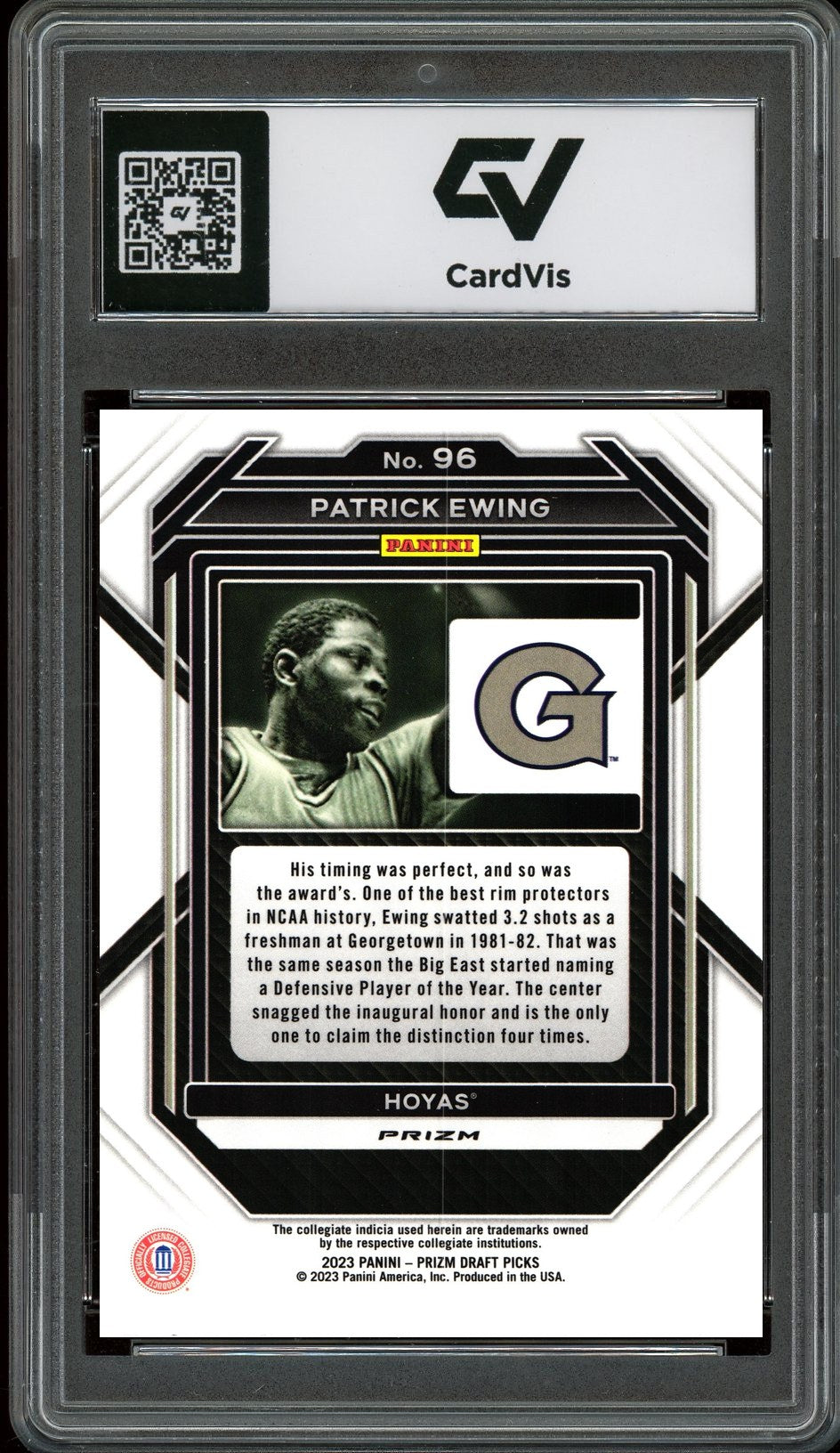 2023 Panini Prizm Draft Picks #96 Patrick Ewing Red Ice Graded 10 Gem Mint - Back