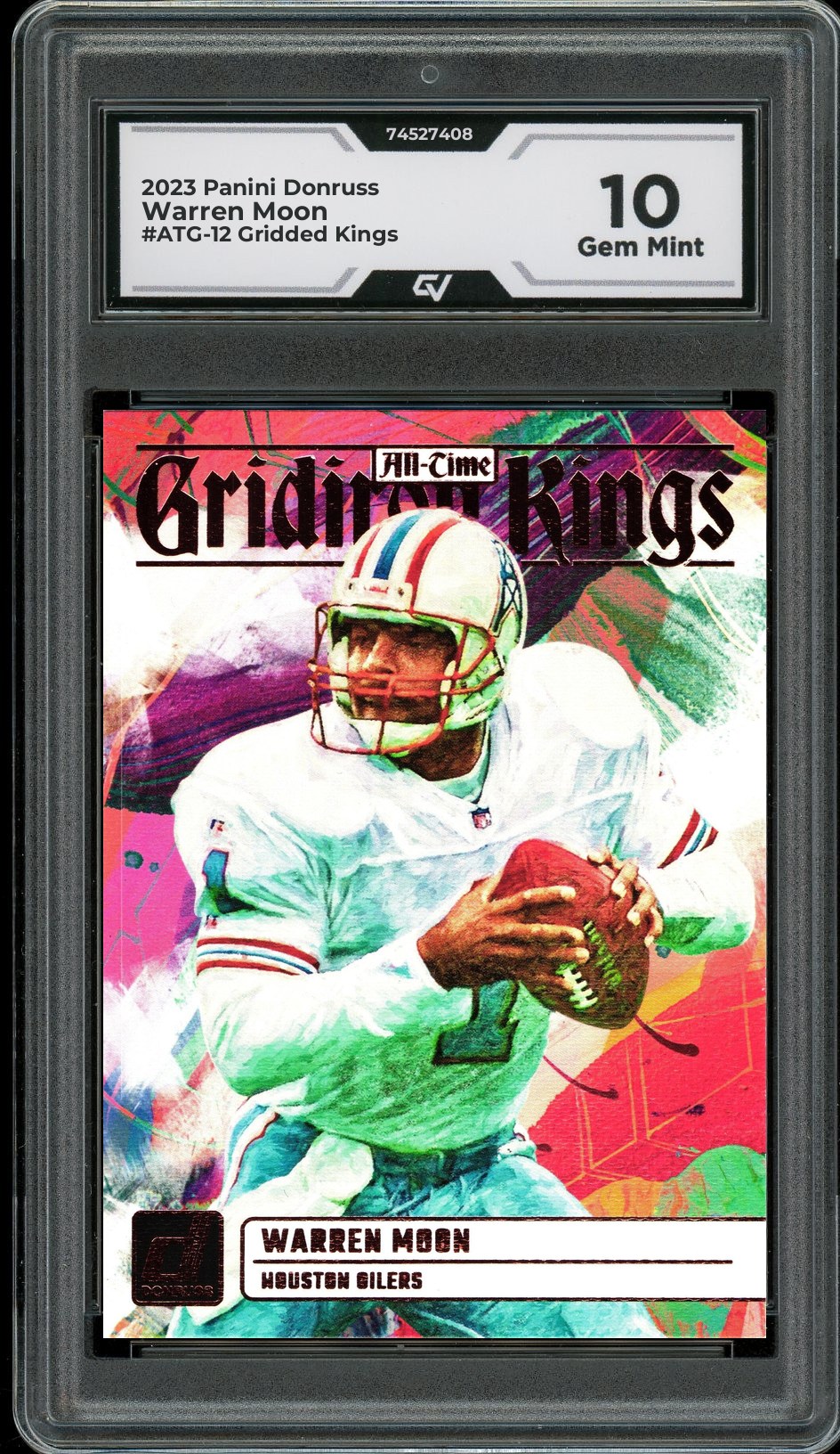 2023 Panini Donruss #ATG-12 Warren Moon Gridded Kings Graded 10 Gem Mint - Front