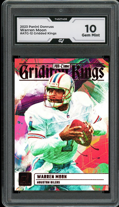 2023 Panini Donruss #ATG-12 Warren Moon Gridded Kings Graded 10 Gem Mint - Front