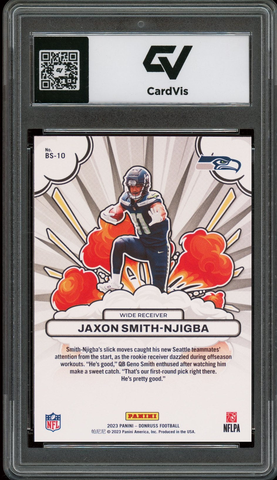 2023 Panini Donruss #BS-10 Jaxon Smith-Njigba Bomb Squad Graded 10 Gem Mint - Back