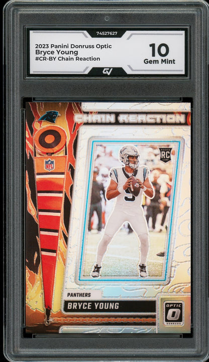 2023 Panini Donruss Optic #CR-BY Bryce Young Chain Reaction Rookie Card RC Graded 10 Gem Mint - Front