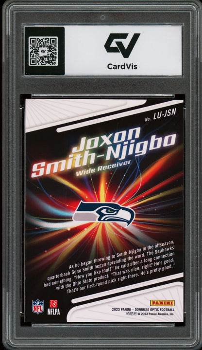 2023 Panini Donruss Optic #LU-JSNLight Jaxon Smith-Njigba It Up Rookie Card RC Graded 10 Gem Mint - Back