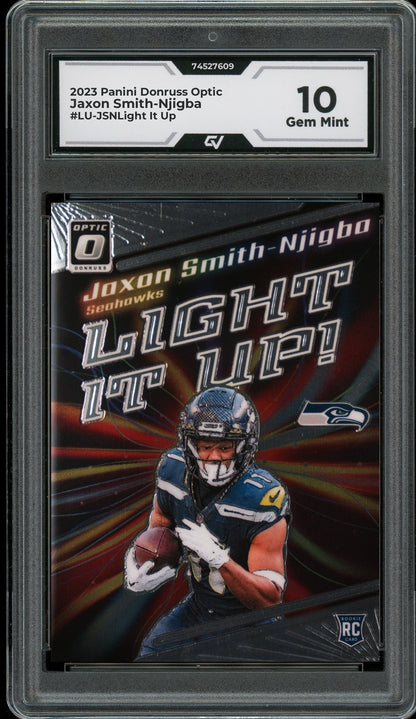 2023 Panini Donruss Optic #LU-JSNLight Jaxon Smith-Njigba It Up Rookie Card RC Graded 10 Gem Mint - Front