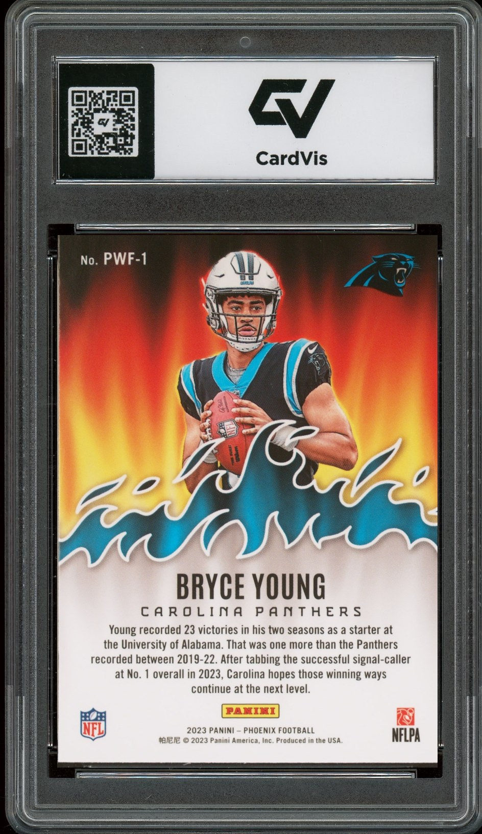 2023 Panini Phoenix #PWF-1 Bryce Young Playing With Fire Rookie Card RC Graded 10 Gem Mint - Back