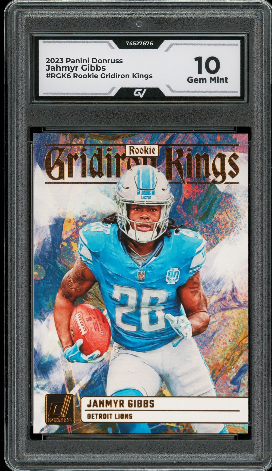 2023 Panini Donruss #RGK6 Jahmyr Gibbs Rookie Gridiron Kings Rookie Card RC Graded 10 Gem Mint - Front