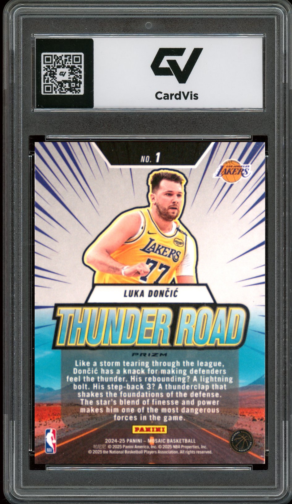 2024 Panini Mosaic #1 Luka Doncic Thunder Road Mosaic Prizm Graded 10 Gem Mint - Back