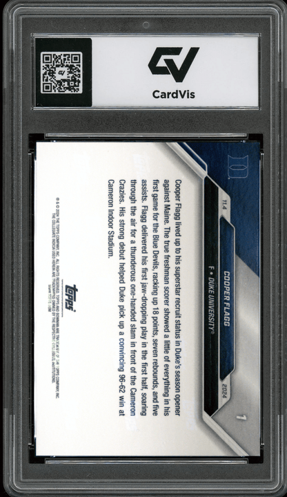 2024 Bowman U Now #1 Cooper Flagg Graded 10 Gem Mint - Back