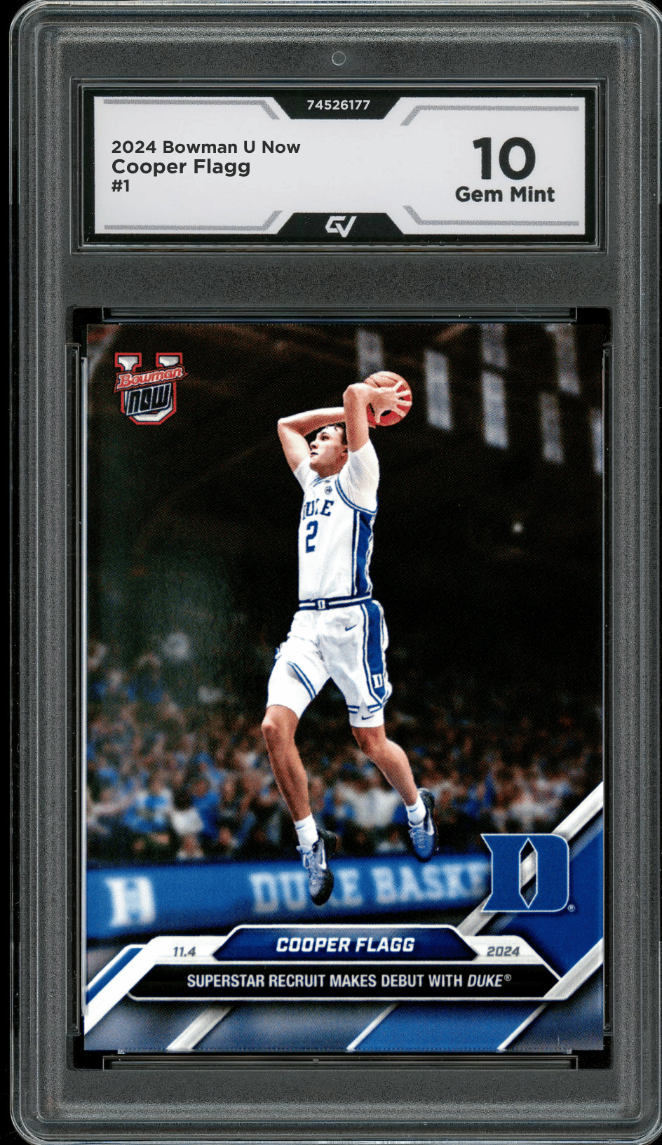 2024 Bowman U Now #1 Cooper Flagg Graded 10 Gem Mint - Front