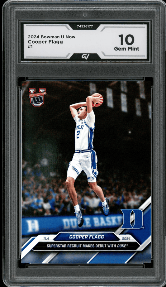 2024 Bowman U Now #1 Cooper Flagg Graded 10 Gem Mint - Front