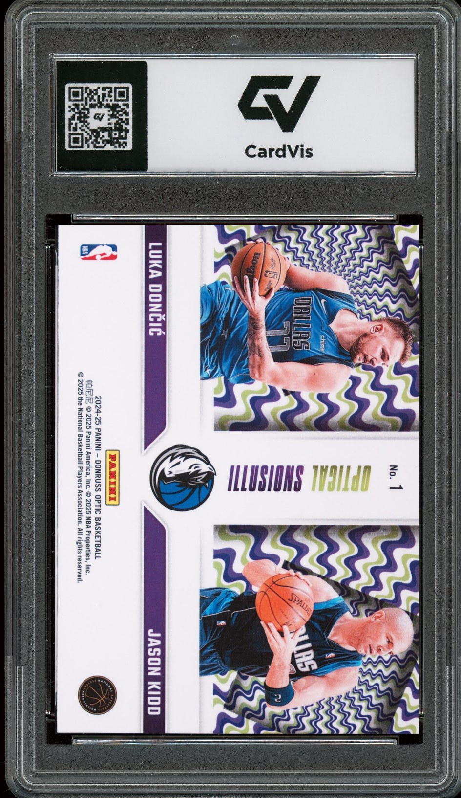 2024 Panini Donruss #1 Luka Doncic / Jason Kidd Optical Illusions Graded 10 Gem Mint - Back