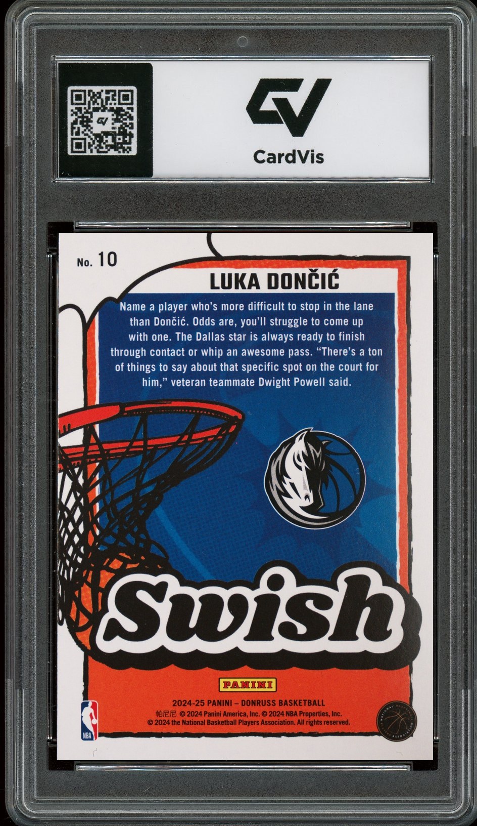2024 Panini Donruss #10 Luka Doncic Swish Graded 10 Gem Mint - Back