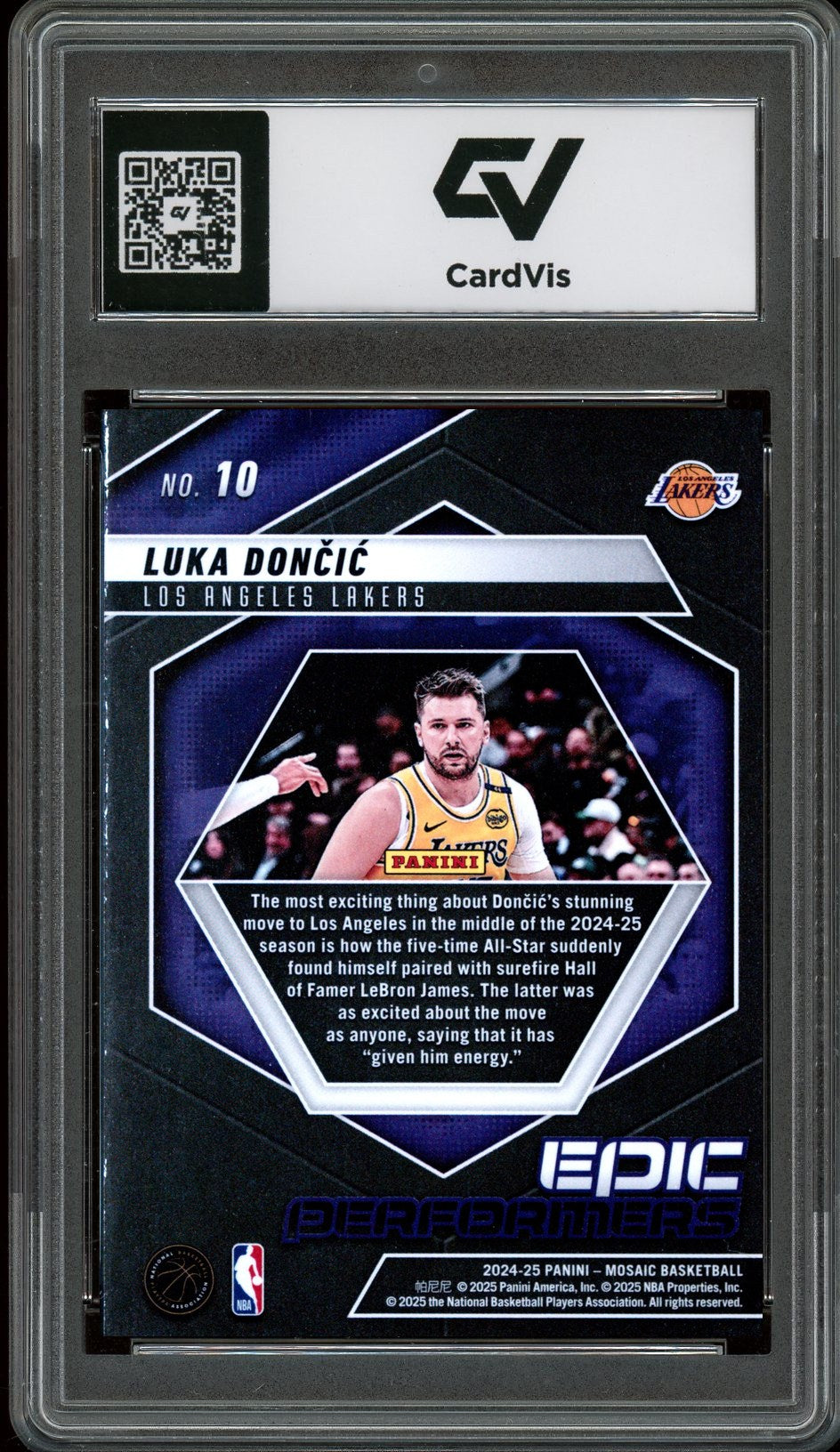 2024 Panini Mosaic #10 Luka Doncic Epic Performers Graded 10 Gem Mint - Back