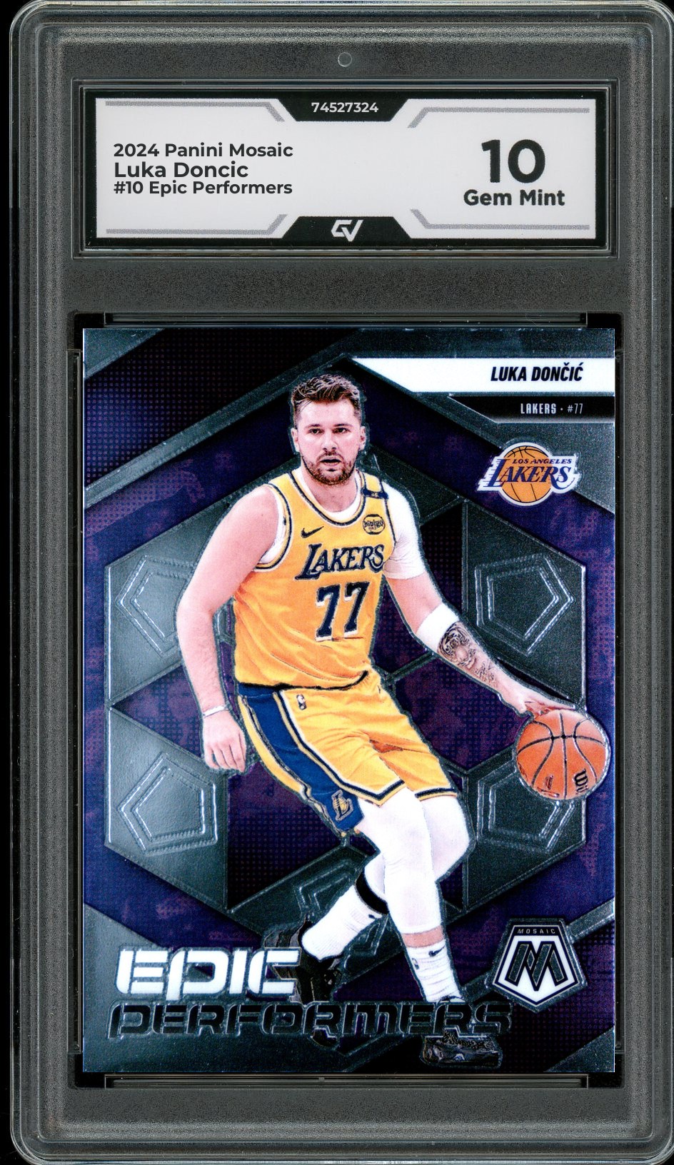 2024 Panini Mosaic #10 Luka Doncic Epic Performers Graded 10 Gem Mint - Front