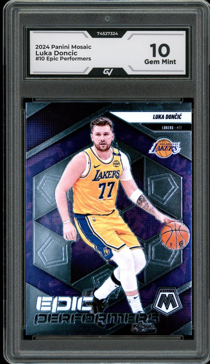 2024 Panini Mosaic #10 Luka Doncic Epic Performers Graded 10 Gem Mint - Front