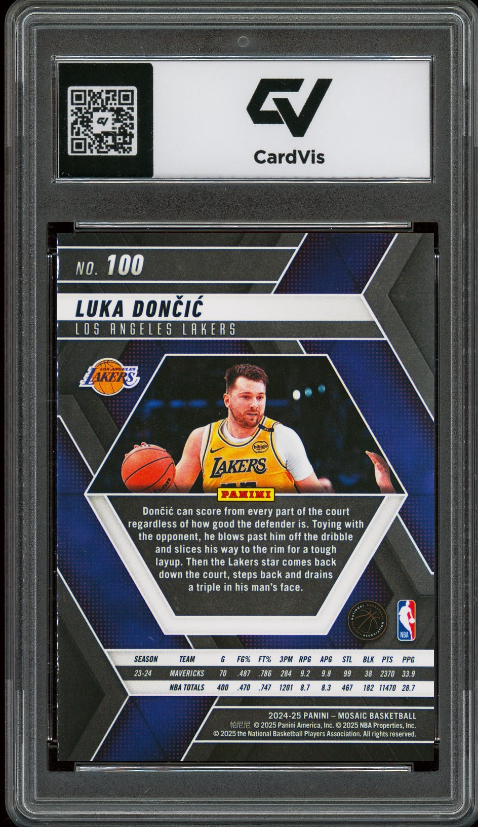 2024 Panini Mosaic #100 Luka Doncic Graded 10 Gem Mint - Back